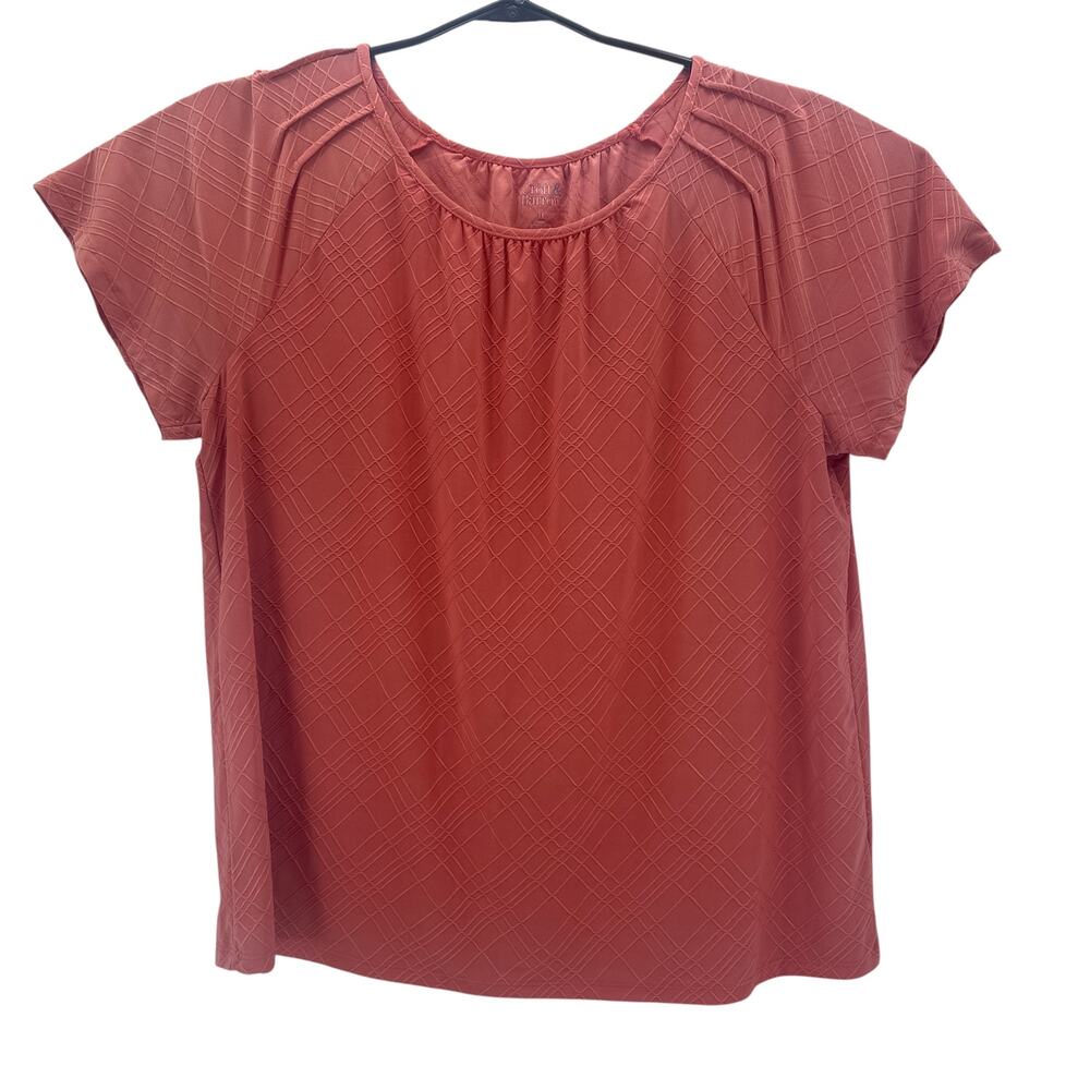 Croft & Barrow Peach Polyester Spandex Sleeveless Blouse Womens 1X Plus Shirt